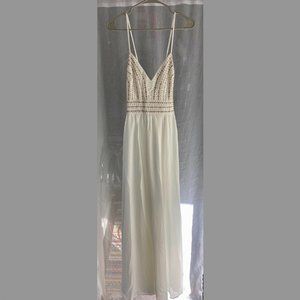 Lulu's M White Beaded Maxi Dress